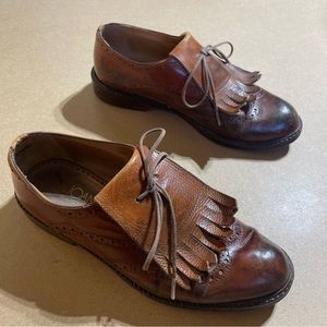 Joan & David Handmade Brown Leather Brogue Shoes